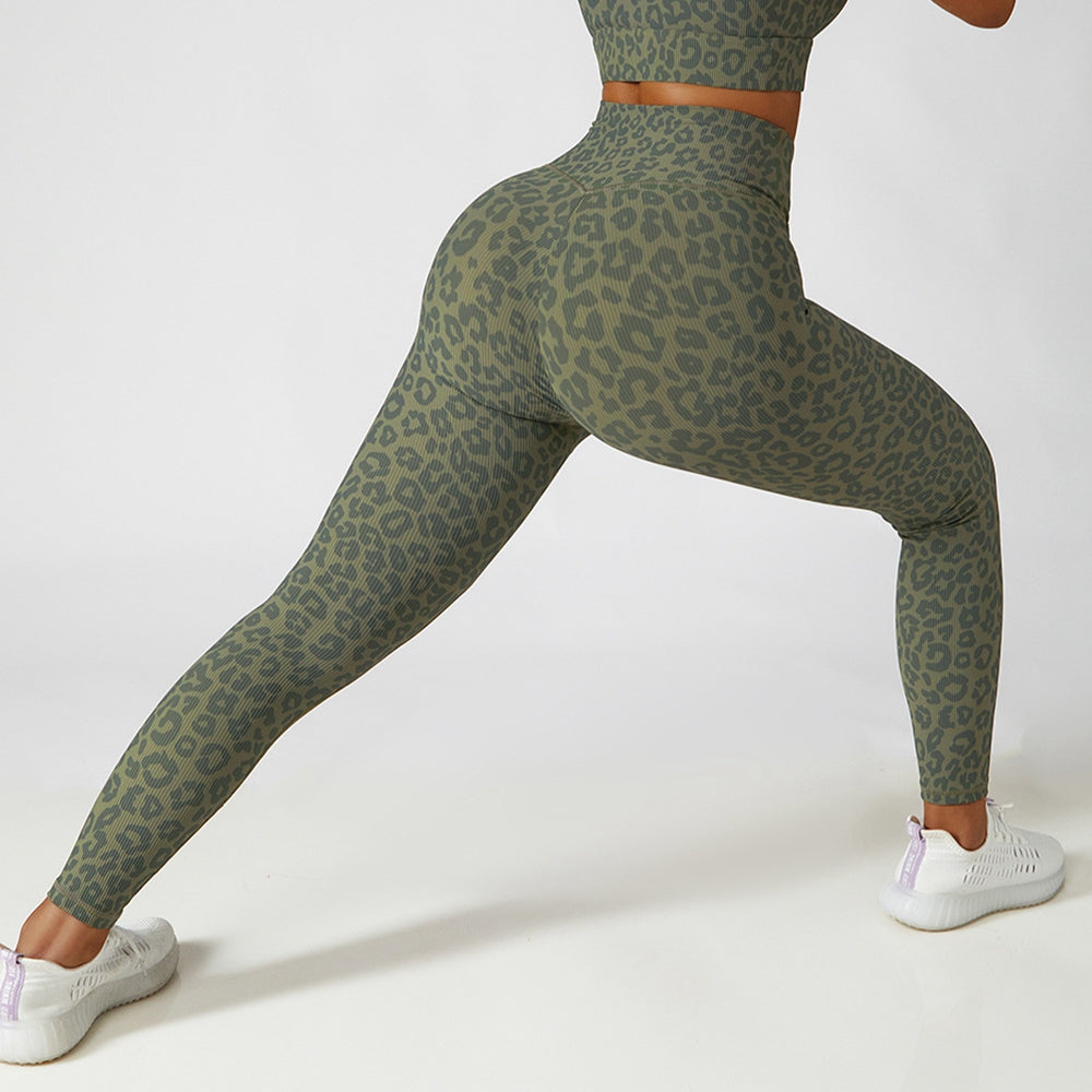 Animal Print Crossover Waist Yoga Leggings