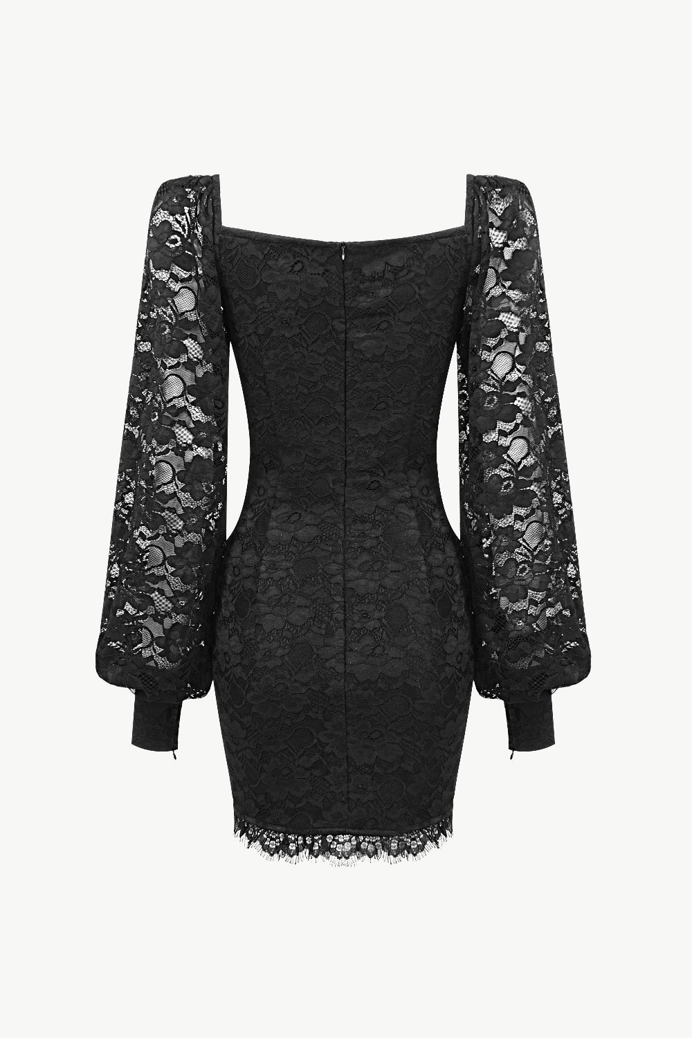 Lace Lantern Sleeve Sweetheart Neck Dress