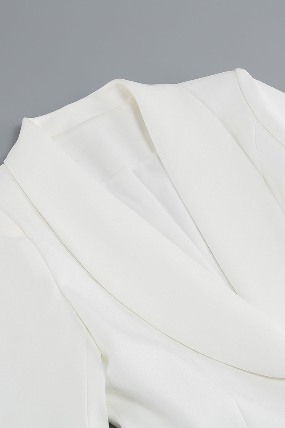 Feather Trim Shawl Collar Blazer Dress