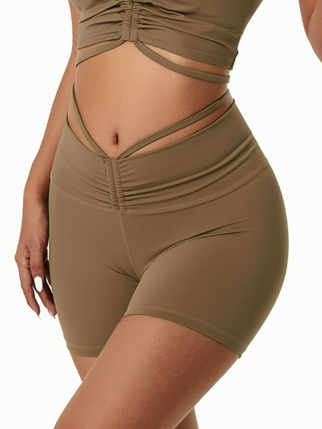 Drawstring Ruched Biker Shorts (Bottoms Only)