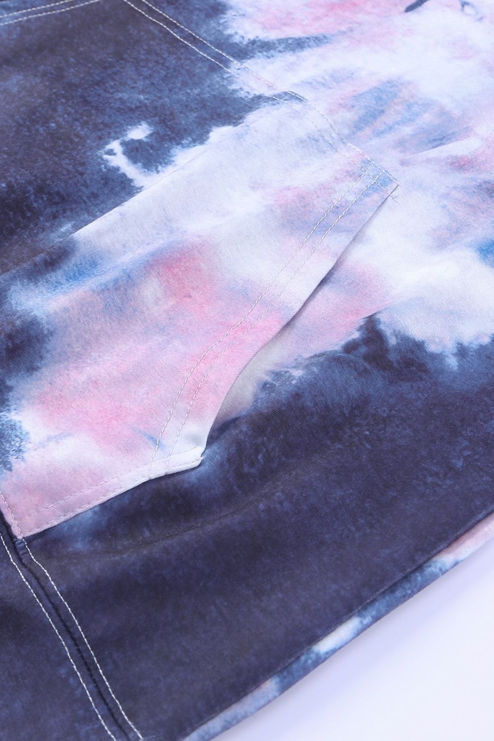 Tie-Dye Drawstring Detail Hoodie with Kangaroo Pocket