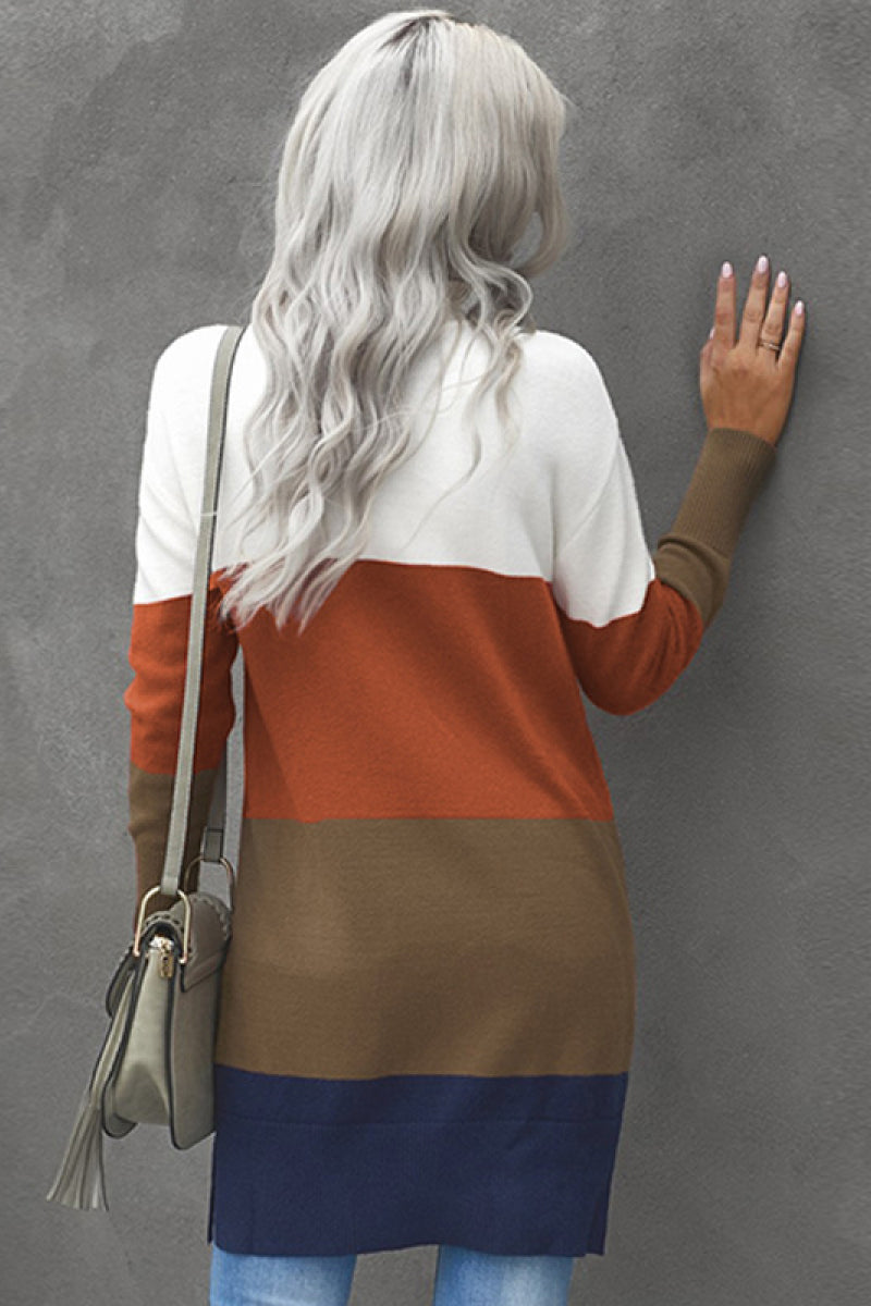 Colorblock Open Front Cardigan