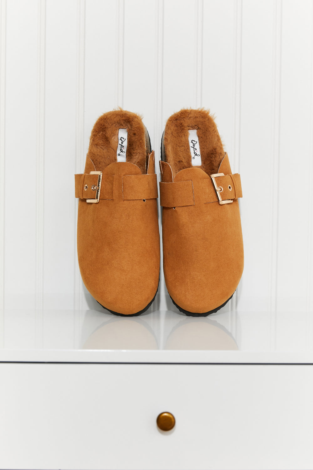 Qupid Sliding Through Life Faux Fur Lined Clog Mules