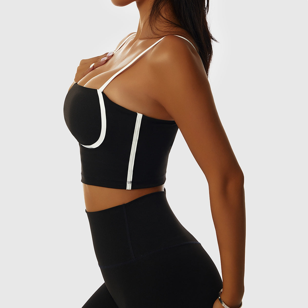 Contrast Spaghetti Strap Sports Bra