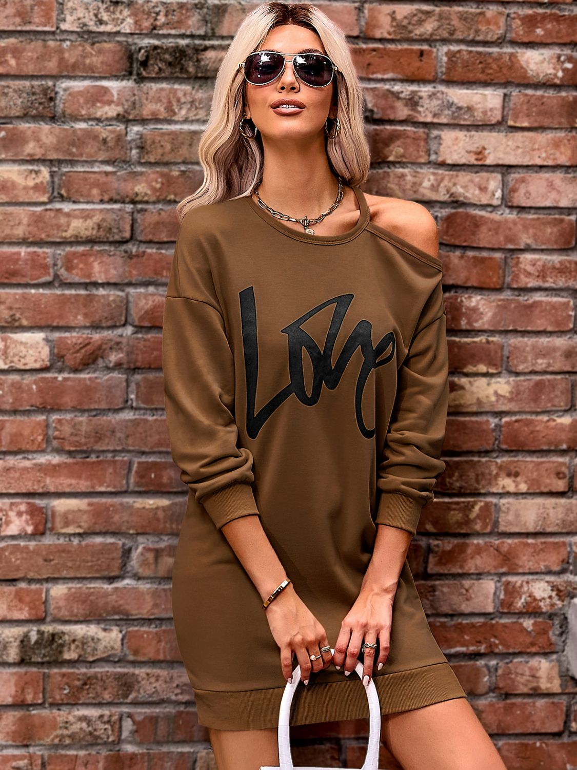 LOVE Cold-Shoulder Sweatshirt Dress