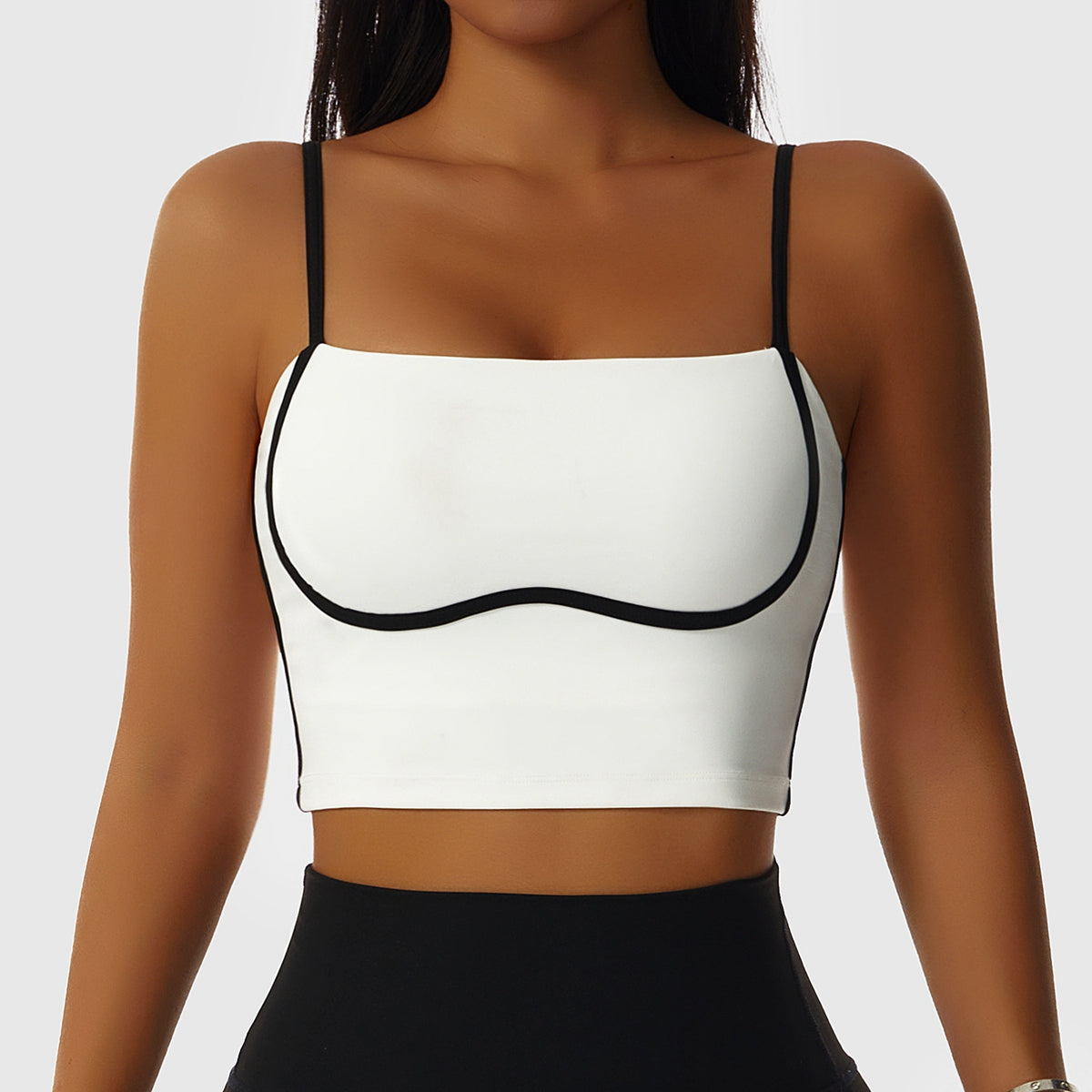 Contrast Spaghetti Strap Sports Bra