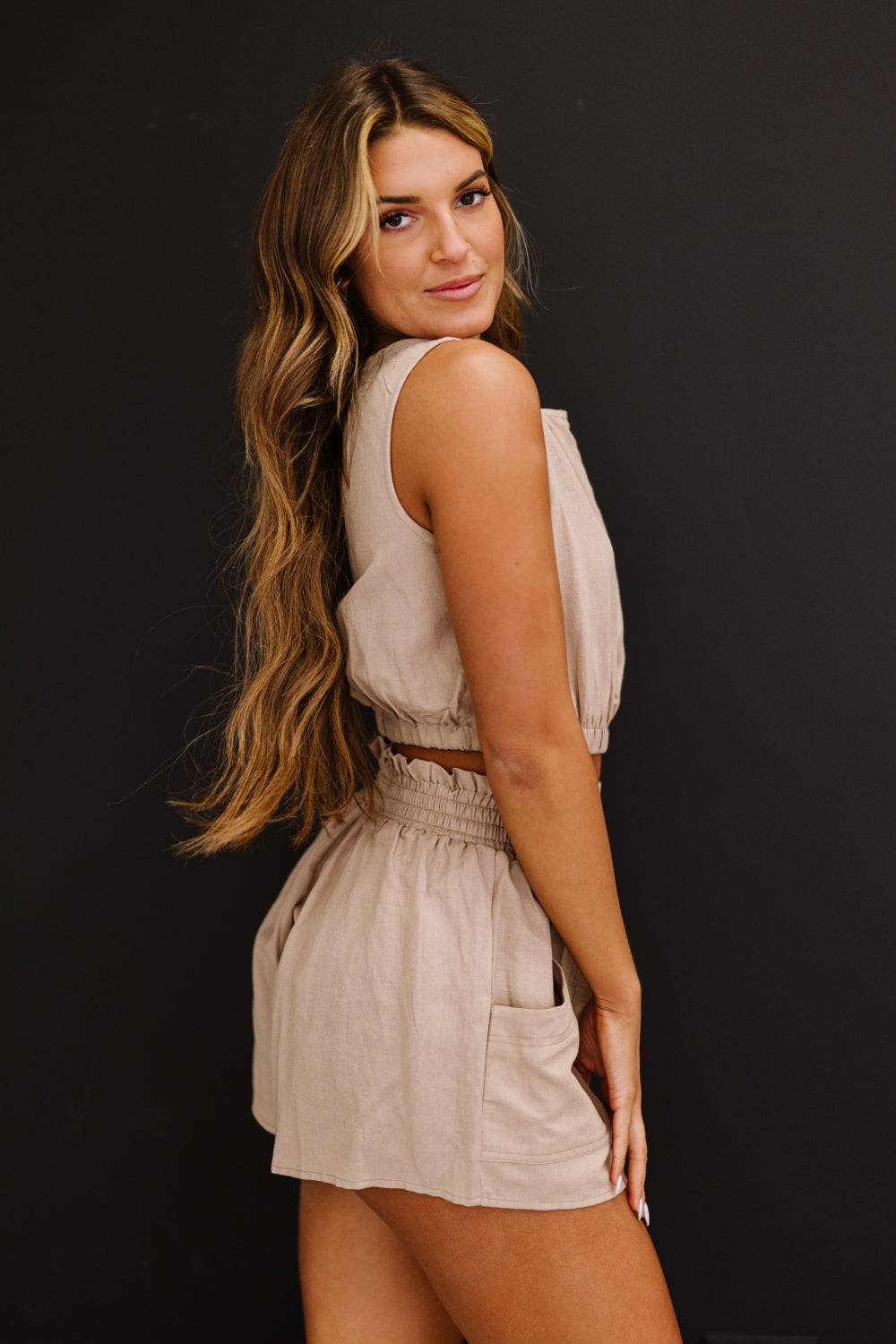Mable Sandy Beaches Crop Top and Shorts Set