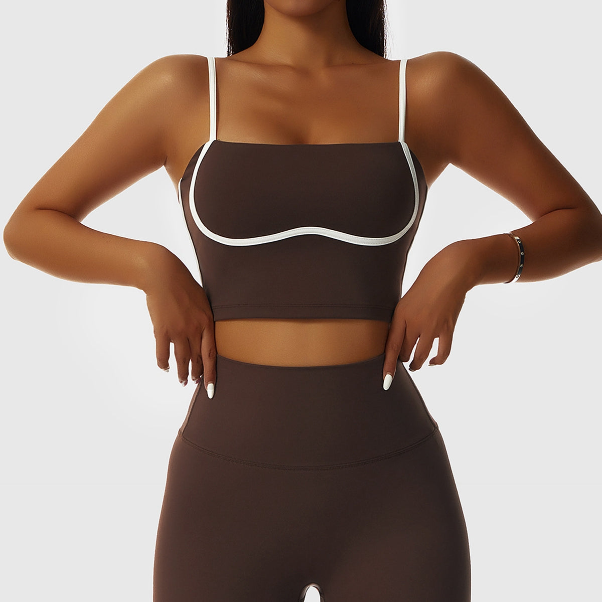 Contrast Spaghetti Strap Sports Bra