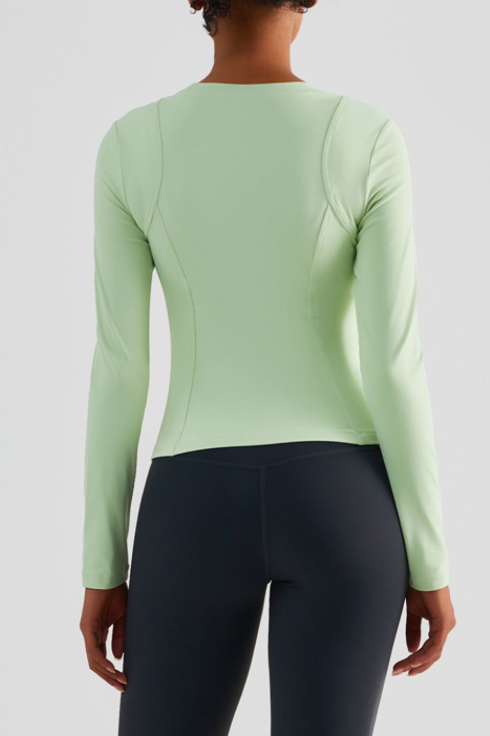 Seam Detail Round Neck Long Sleeve Sports Top