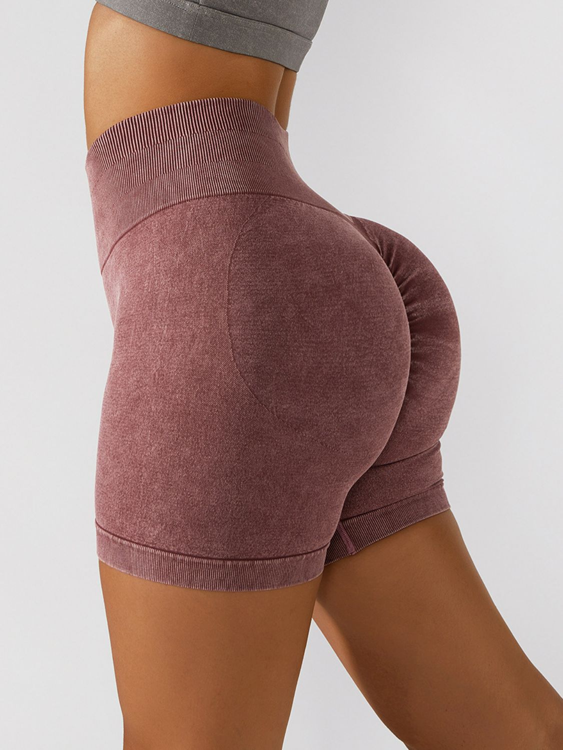 Acid Wash Textured Biker Shorts