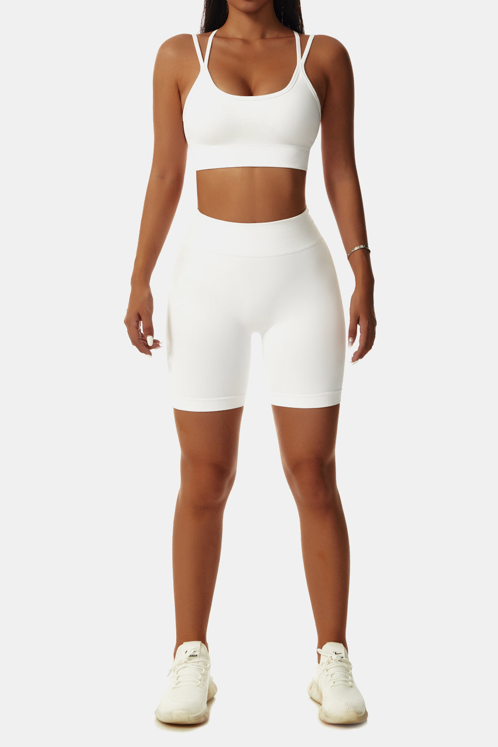 Crisscross Sports Bra and Biker Shorts Set