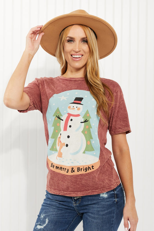 Lotus Fashion Be Merry Acid Wash Graphic Tee