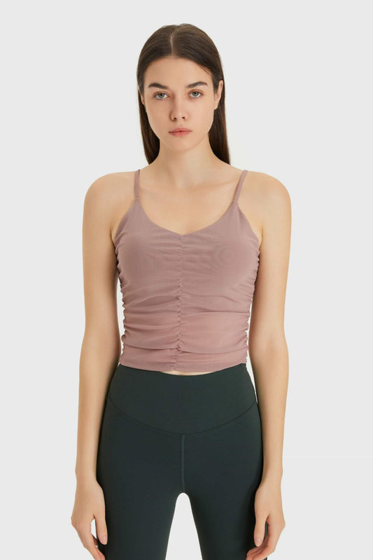 Ruched V-Neck Cropped Sports Cami