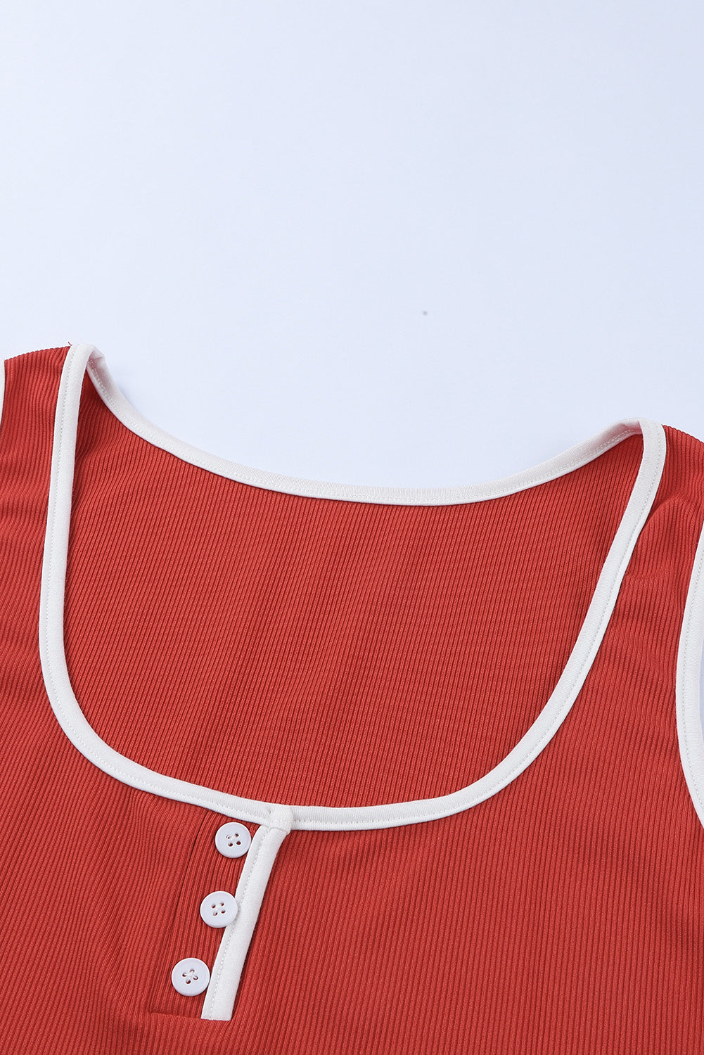 Contrast Buttoned Cropped Tank and Shorts Lounge Set