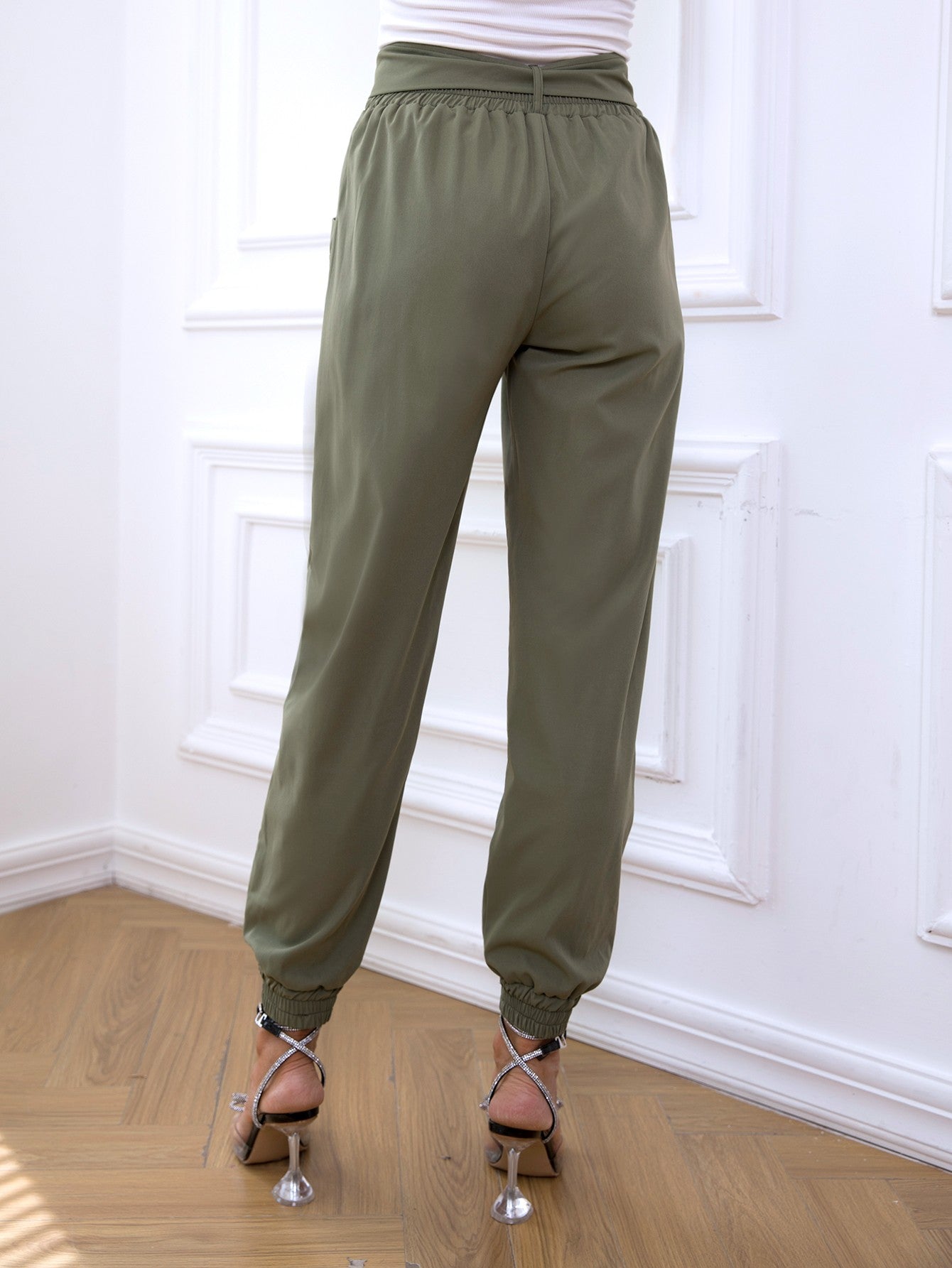 Belted Joggers with Pockets