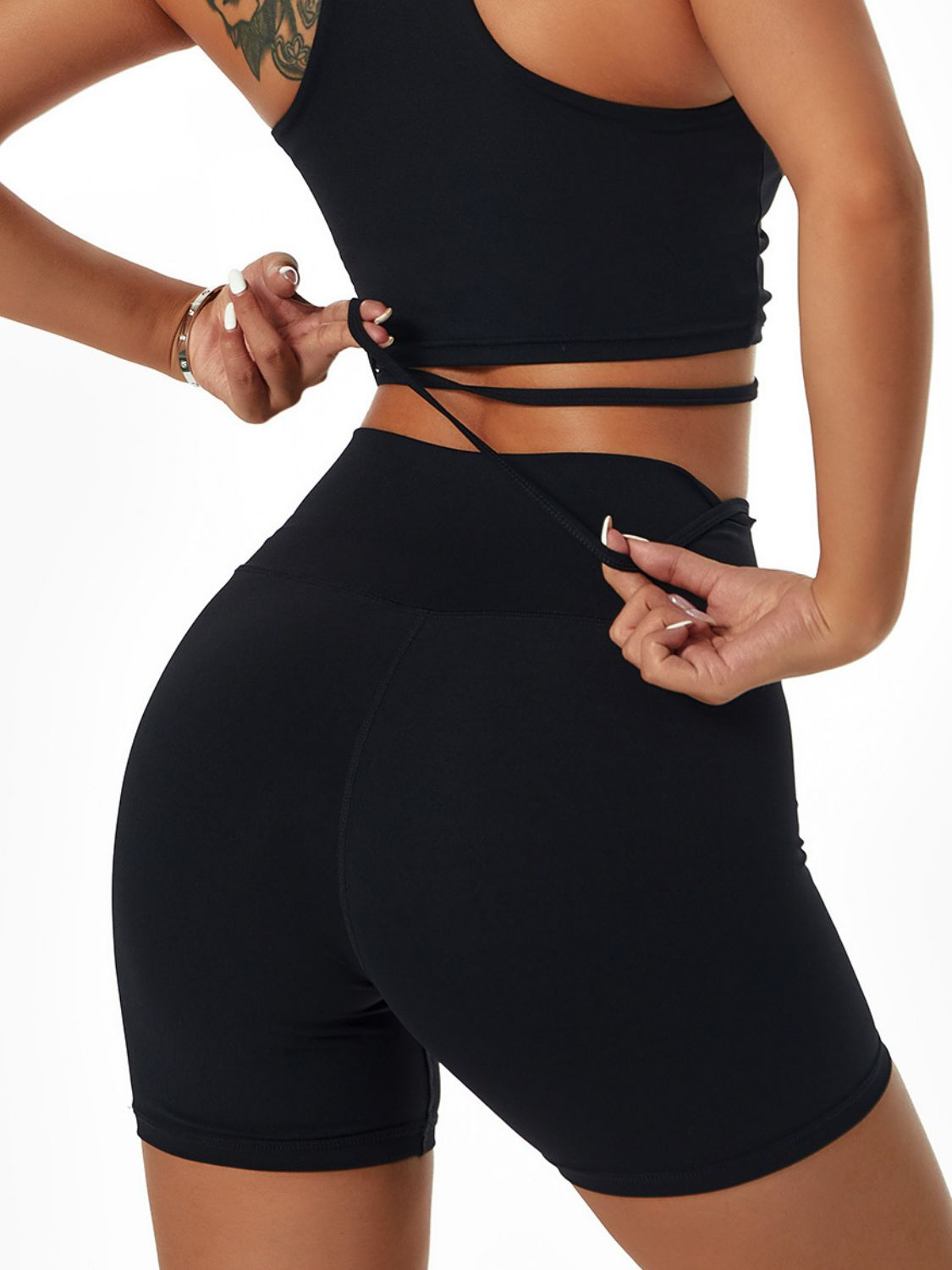 Drawstring Ruched Biker Shorts (Bottoms Only)