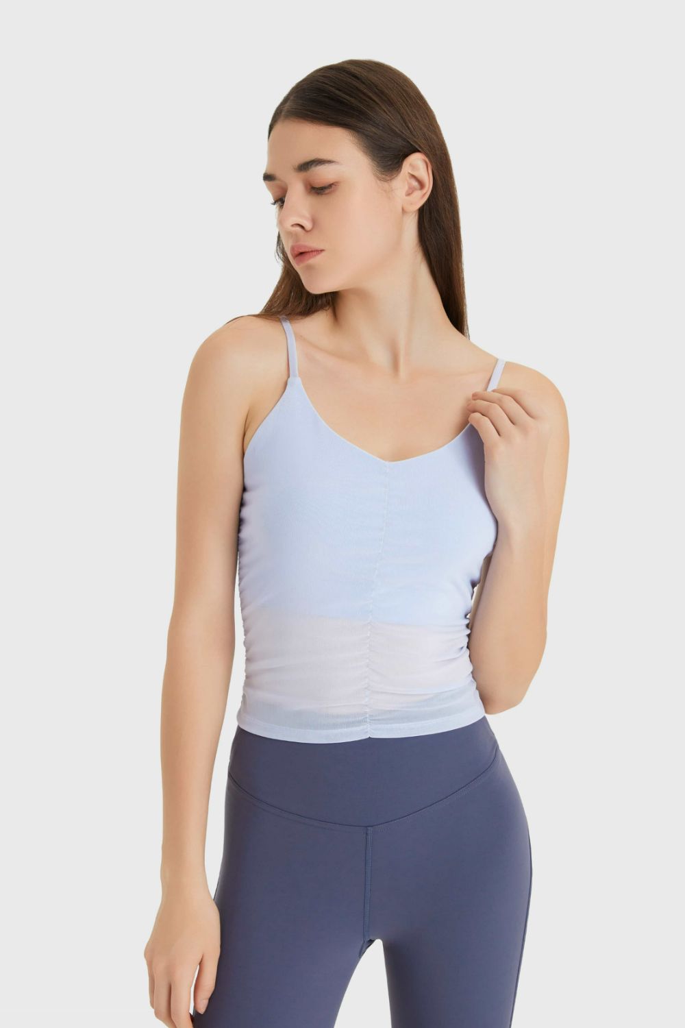 Ruched V-Neck Cropped Sports Cami