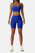 Crisscross Sports Bra and Biker Shorts Set