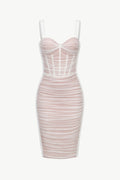 Ruched Sweetheart Neck Slit Velvet Dress