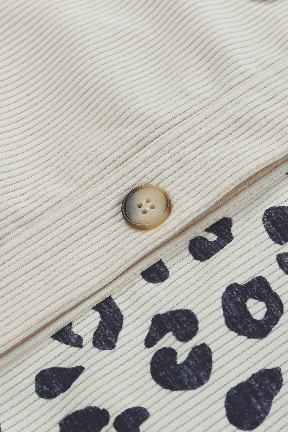 Leopard Print Pocketed Corduroy Jacket
