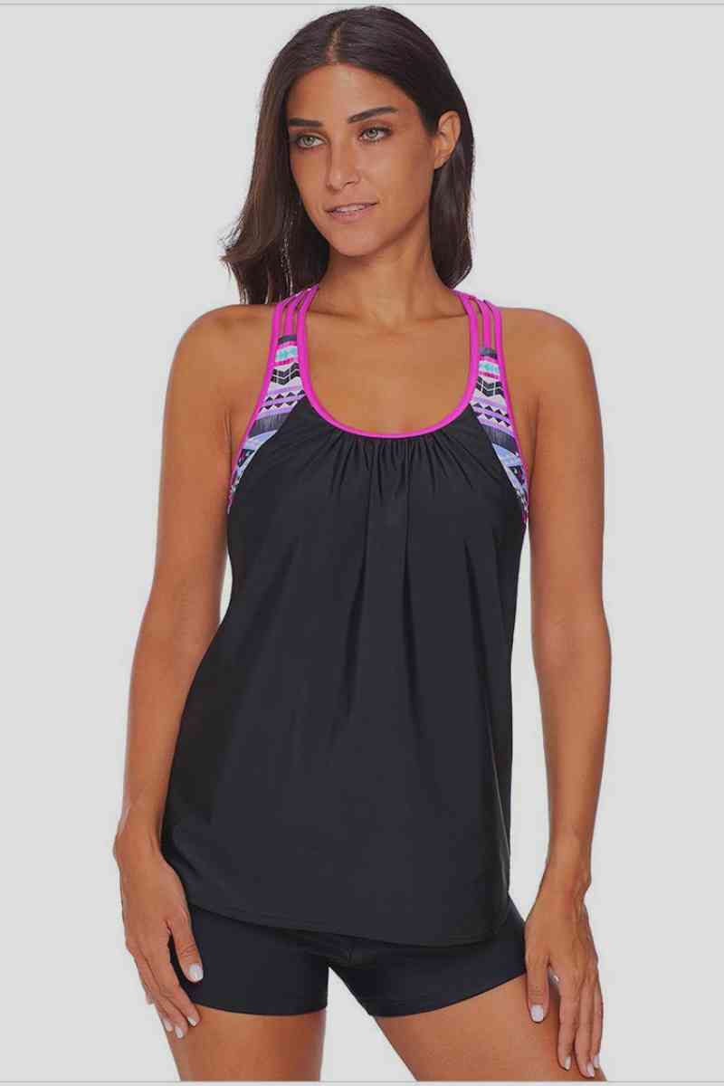 Contrast Piping Short Sleeve Top and Pants Pajama Set