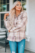 Plaid Button Down Collared Shirt Jacket with Pockets