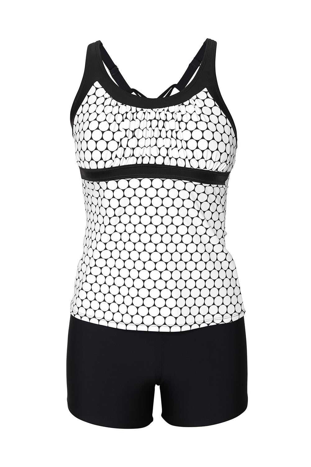 Printed Crisscross Tankini and Swim Shorts Set