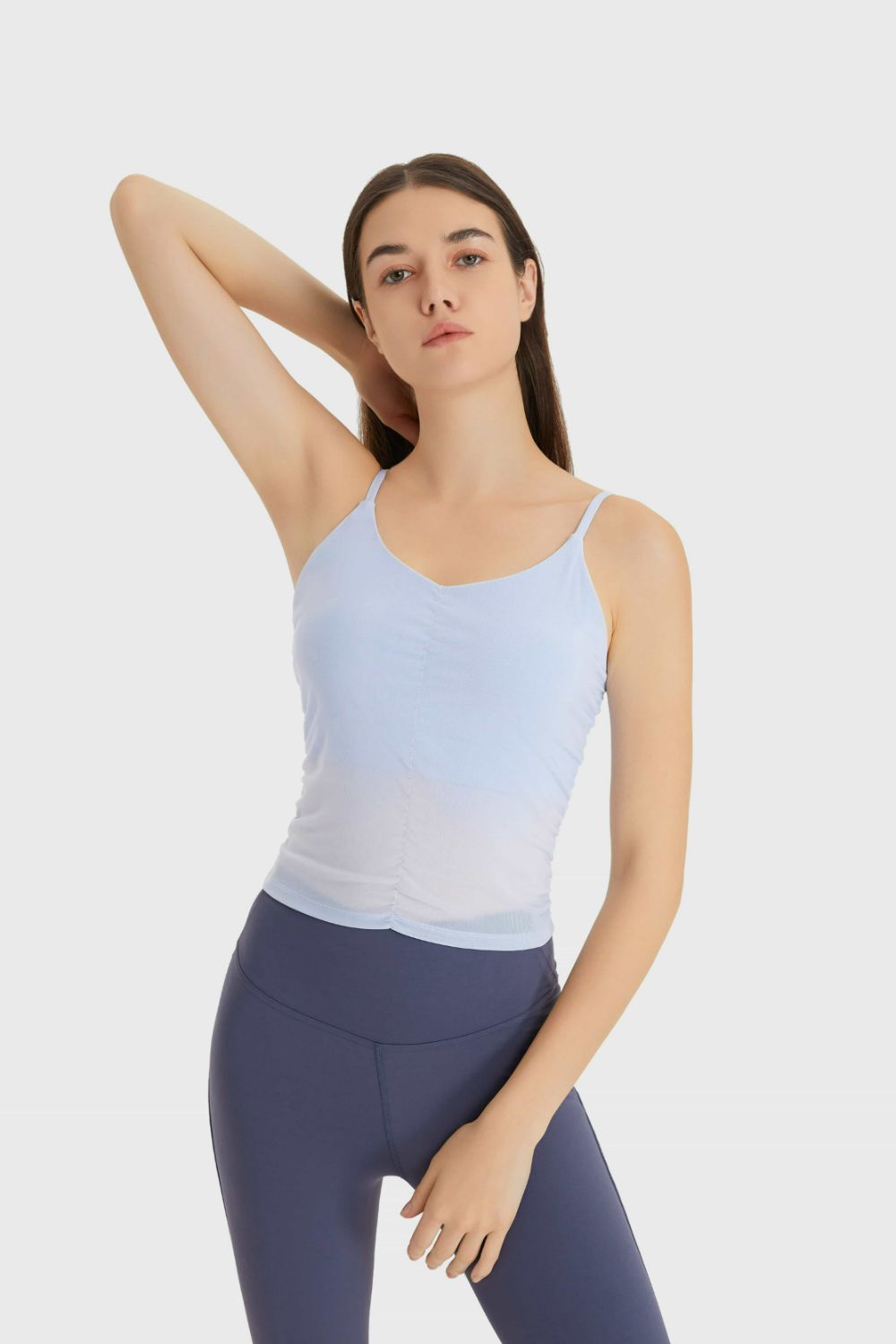 Ruched V-Neck Cropped Sports Cami