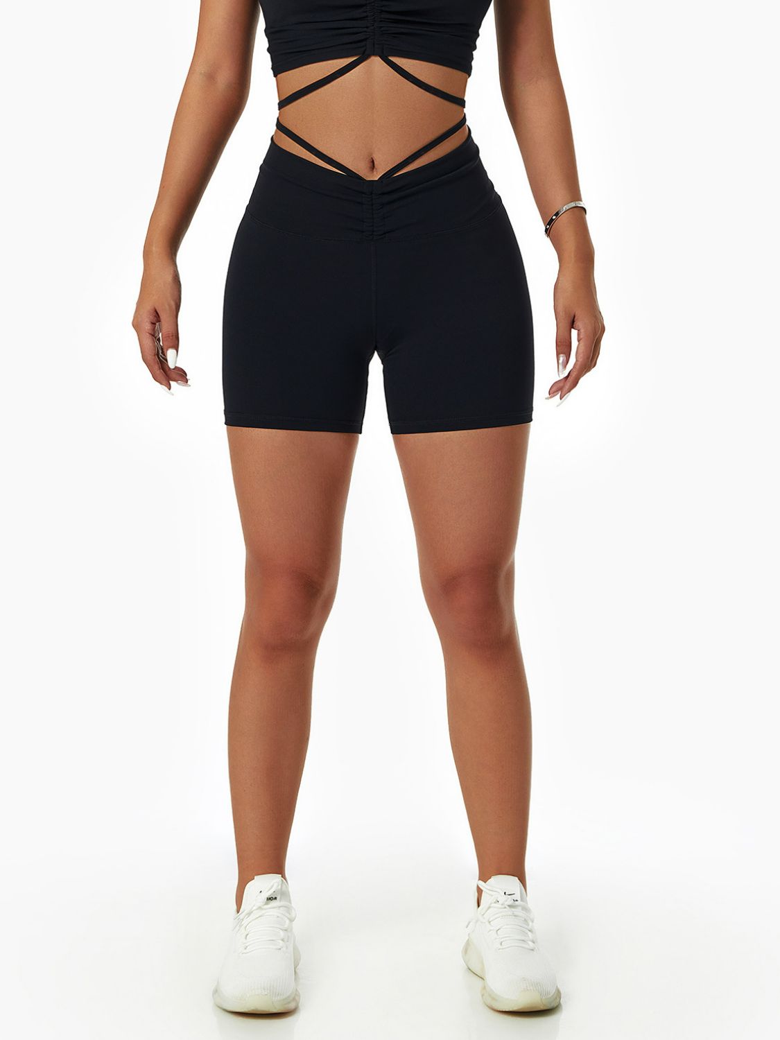 Drawstring Ruched Biker Shorts (Bottoms Only)