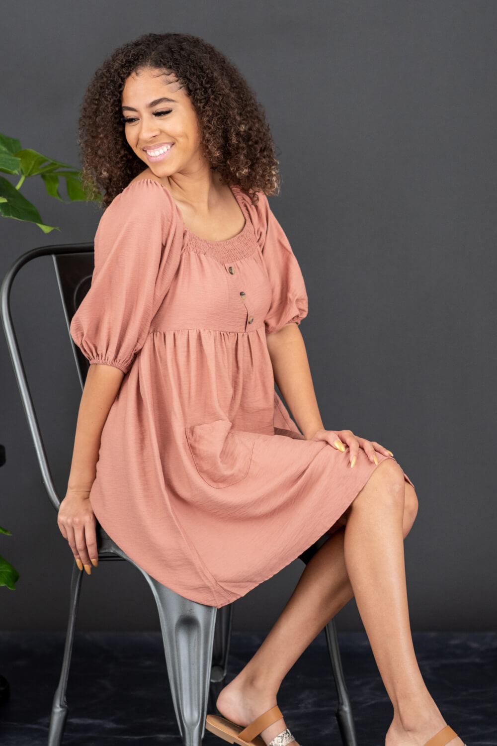 GeeGee I Promise Full Size Puff Sleeve Dress