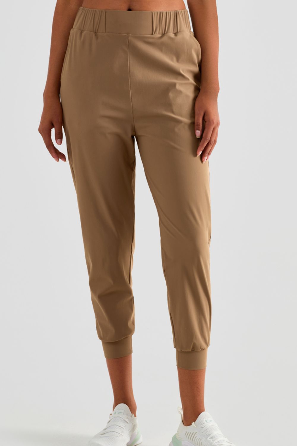Elastic Waist Cropped Joggers with Side Pockets