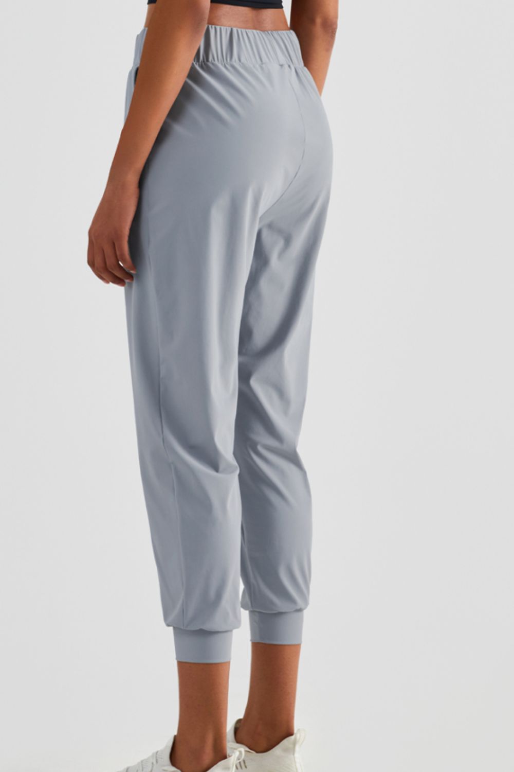 Elastic Waist Cropped Joggers with Side Pockets