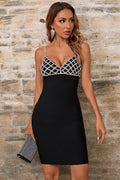 Rhinestone Spaghetti Strap Mini Bandage Dress
