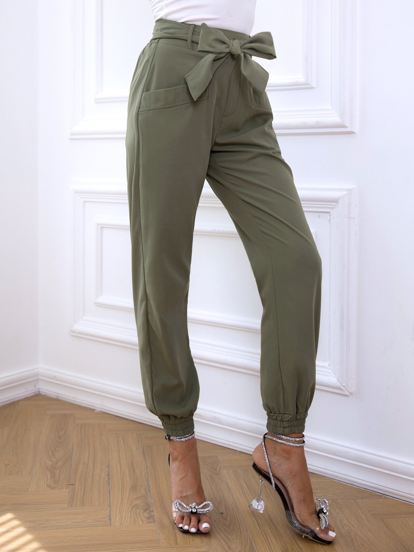 Belted Joggers with Pockets