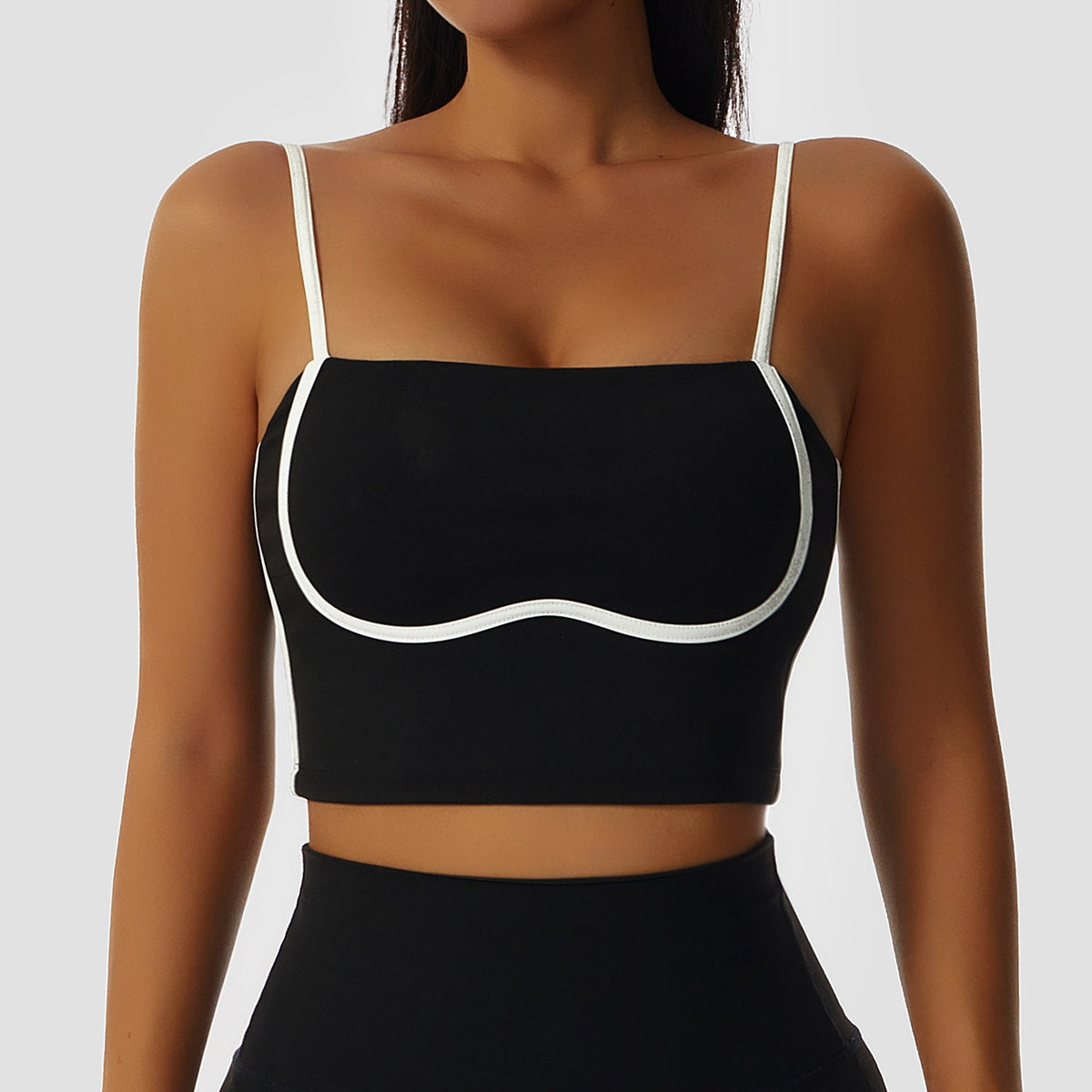 Contrast Spaghetti Strap Sports Bra