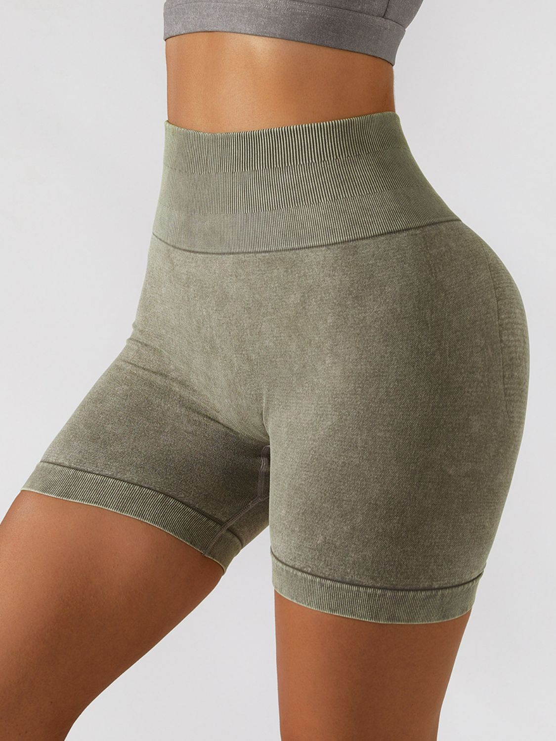 Acid Wash Textured Biker Shorts