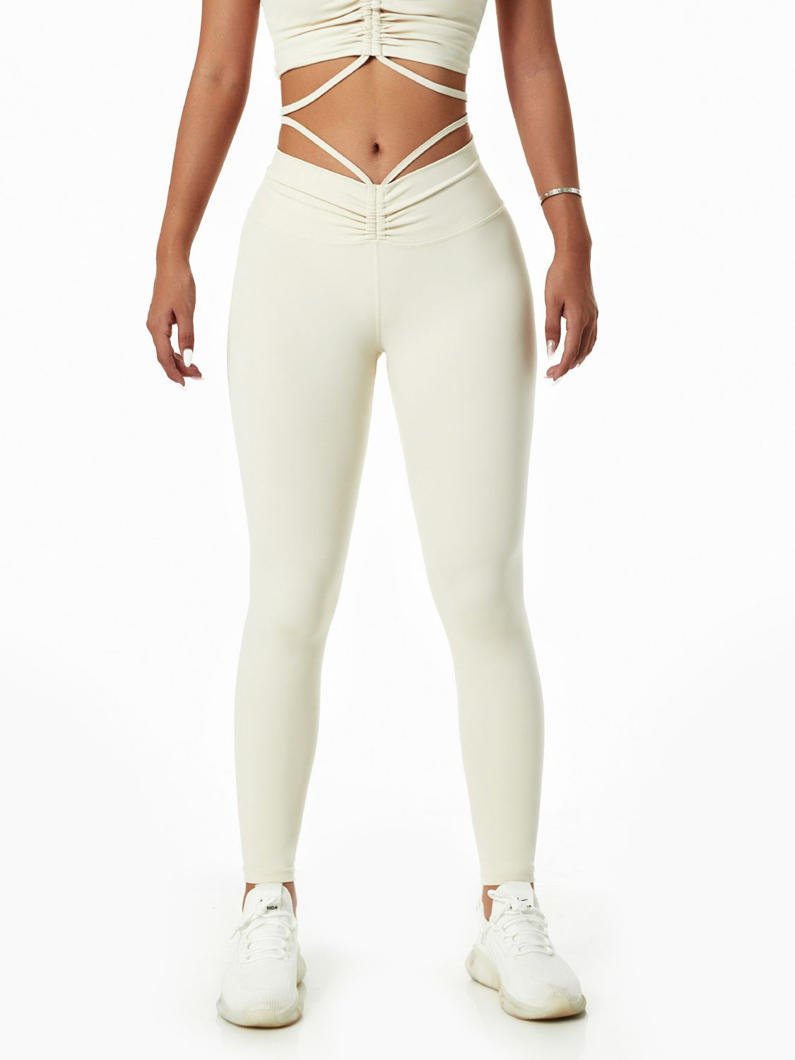 Breathable Drawstring Ruched Sports Leggings (Bottoms Only)