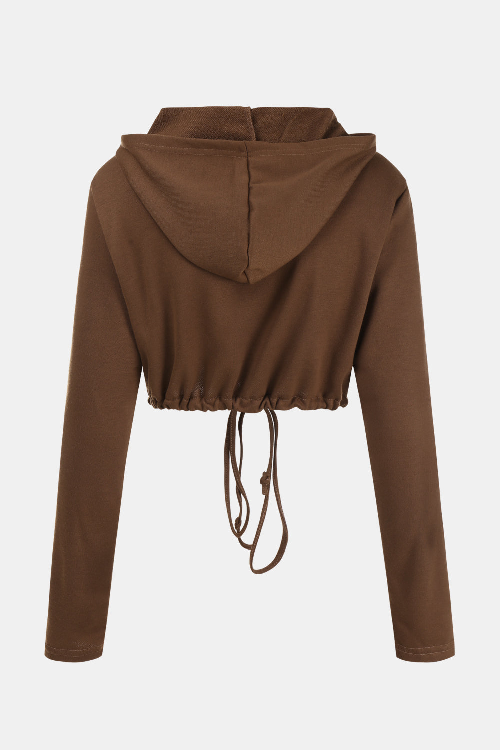 Zip Up Drawstring Cropped Hoodie and Pants Set