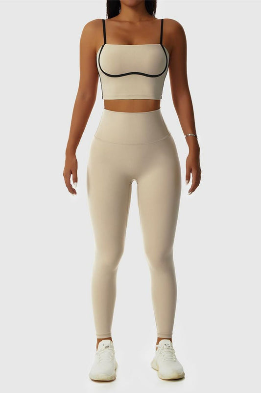 Contrast Sports Bra and Leggings Set