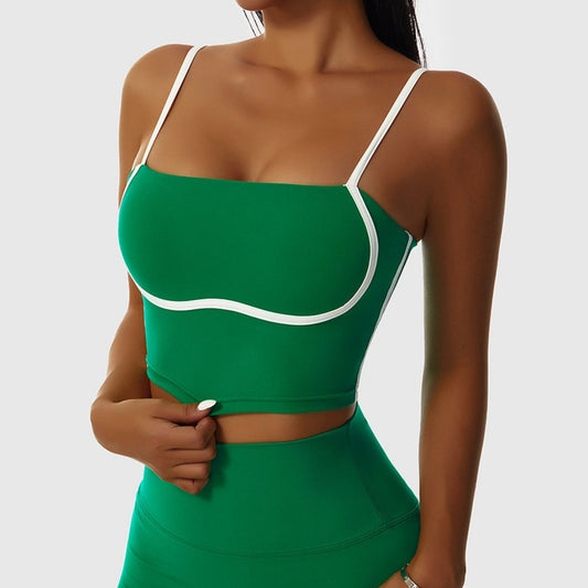 Contrast Spaghetti Strap Sports Bra