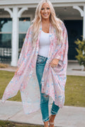 Mixed Print Open Front Cover-Up