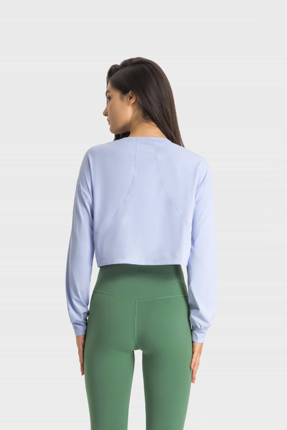 Dropped Shoulder Round Neck Cropped Sports Top