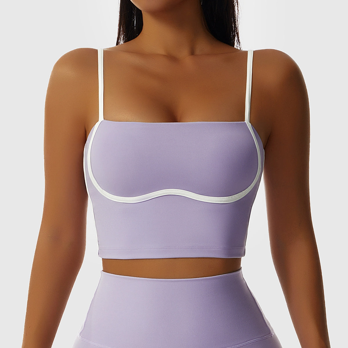 Contrast Spaghetti Strap Sports Bra