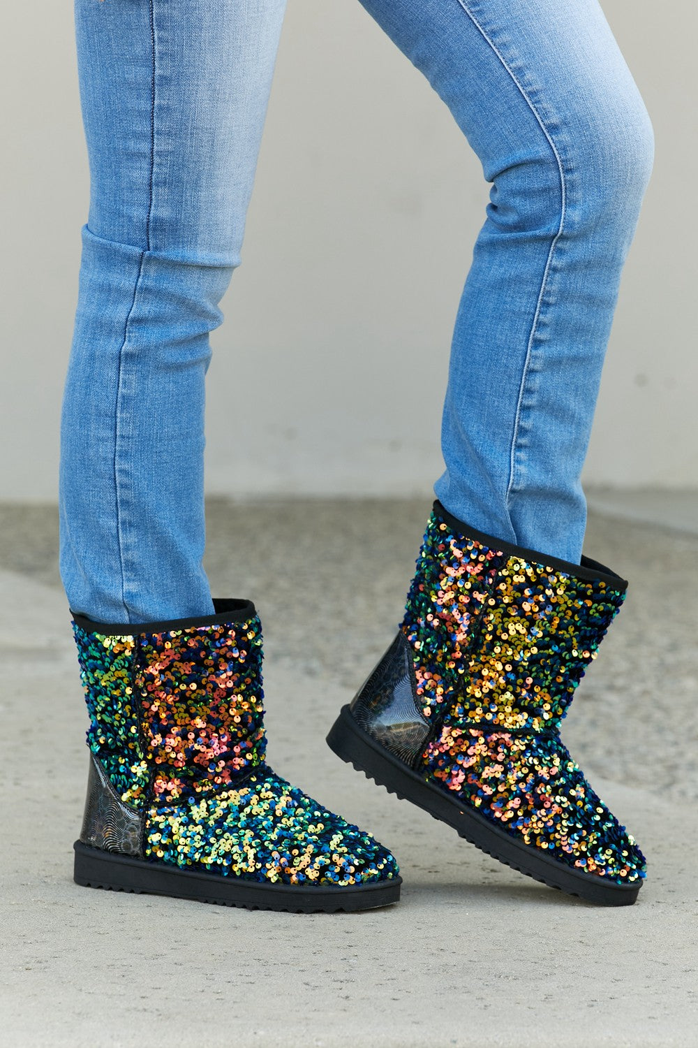 Forever Link Dazzle Me Multicolor Sequin Snow Booties