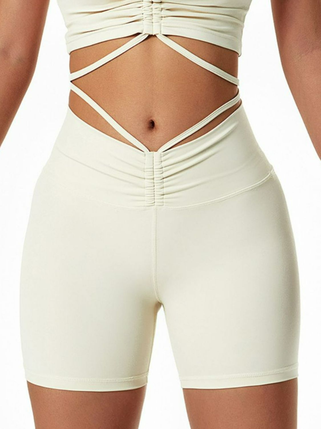 Drawstring Ruched Biker Shorts (Bottoms Only)