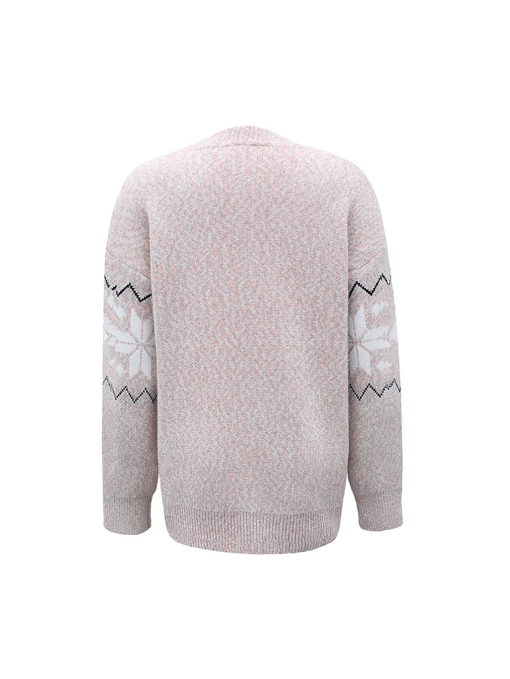 Fair Isle Snowflake Pattern Cardigan with Pockets