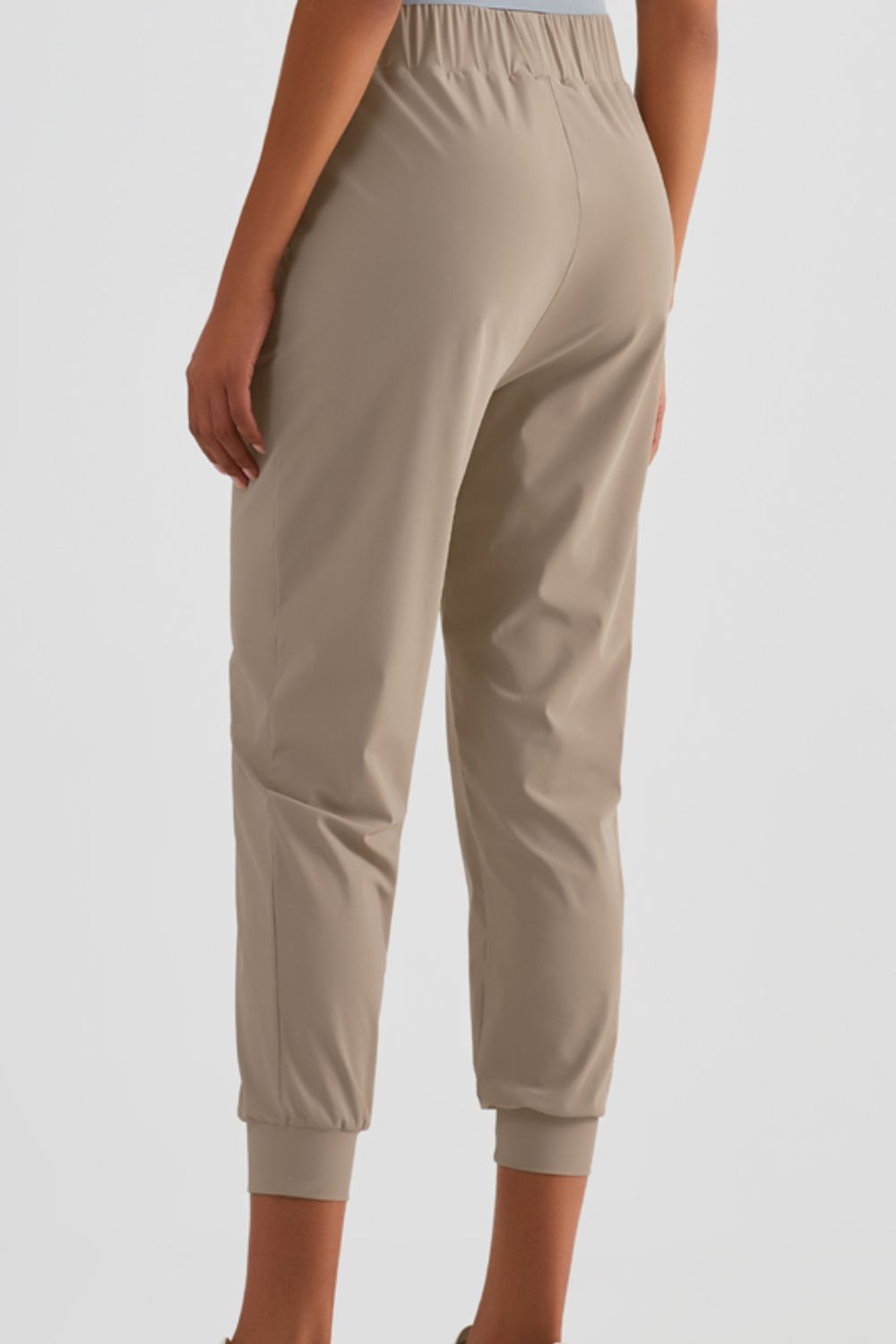 Elastic Waist Cropped Joggers with Side Pockets