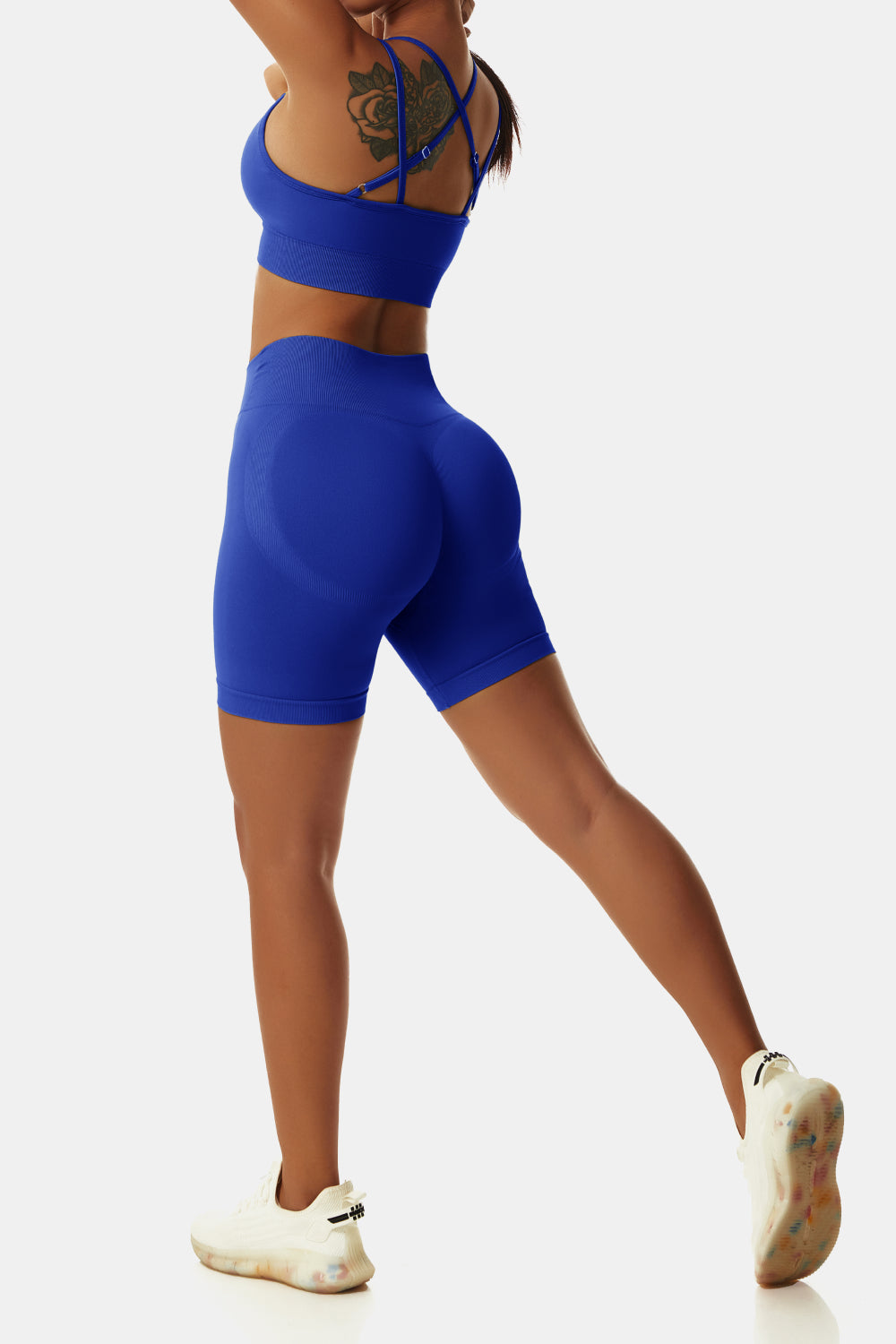 Crisscross Sports Bra and Biker Shorts Set