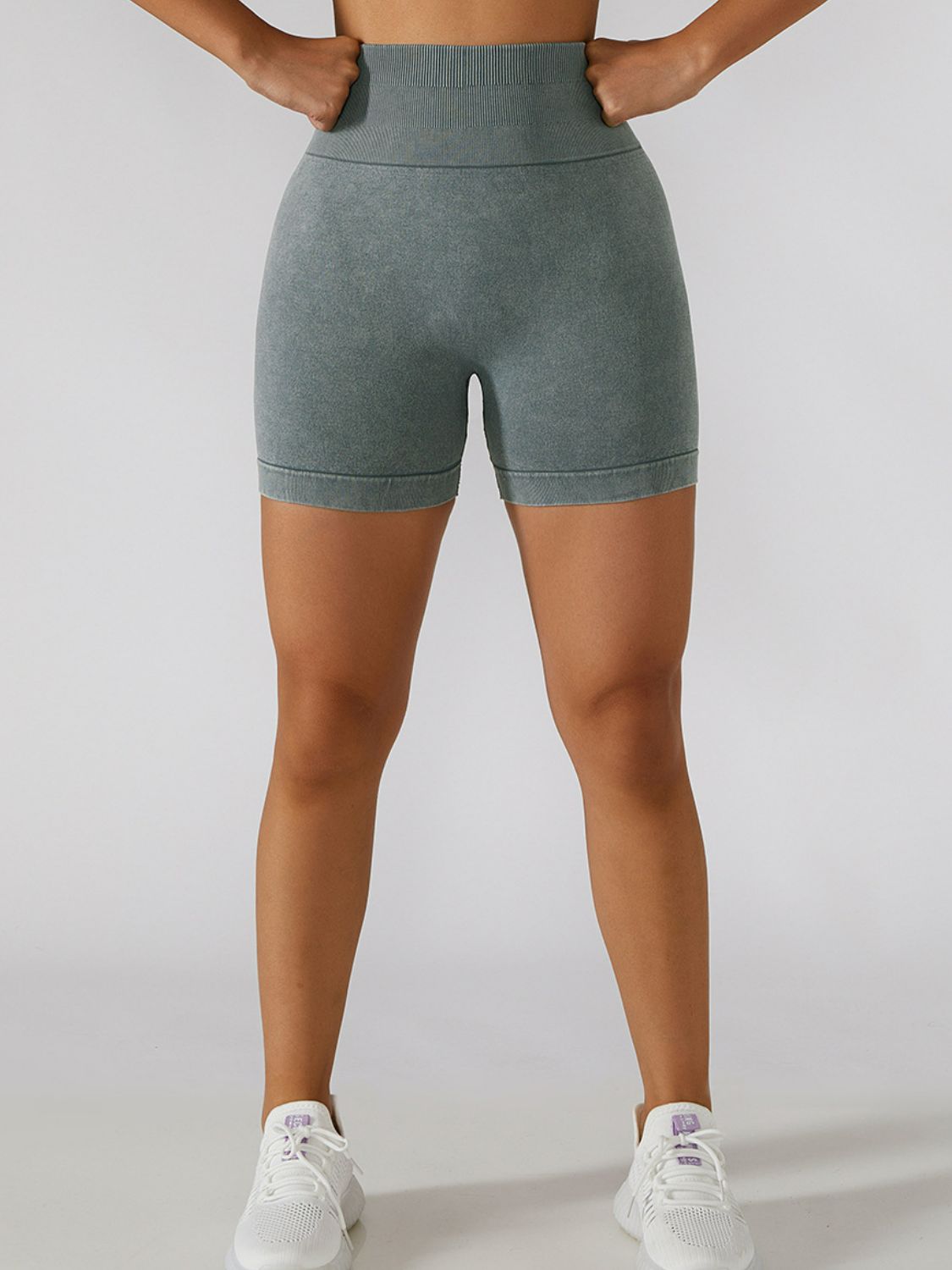 Acid Wash Textured Biker Shorts