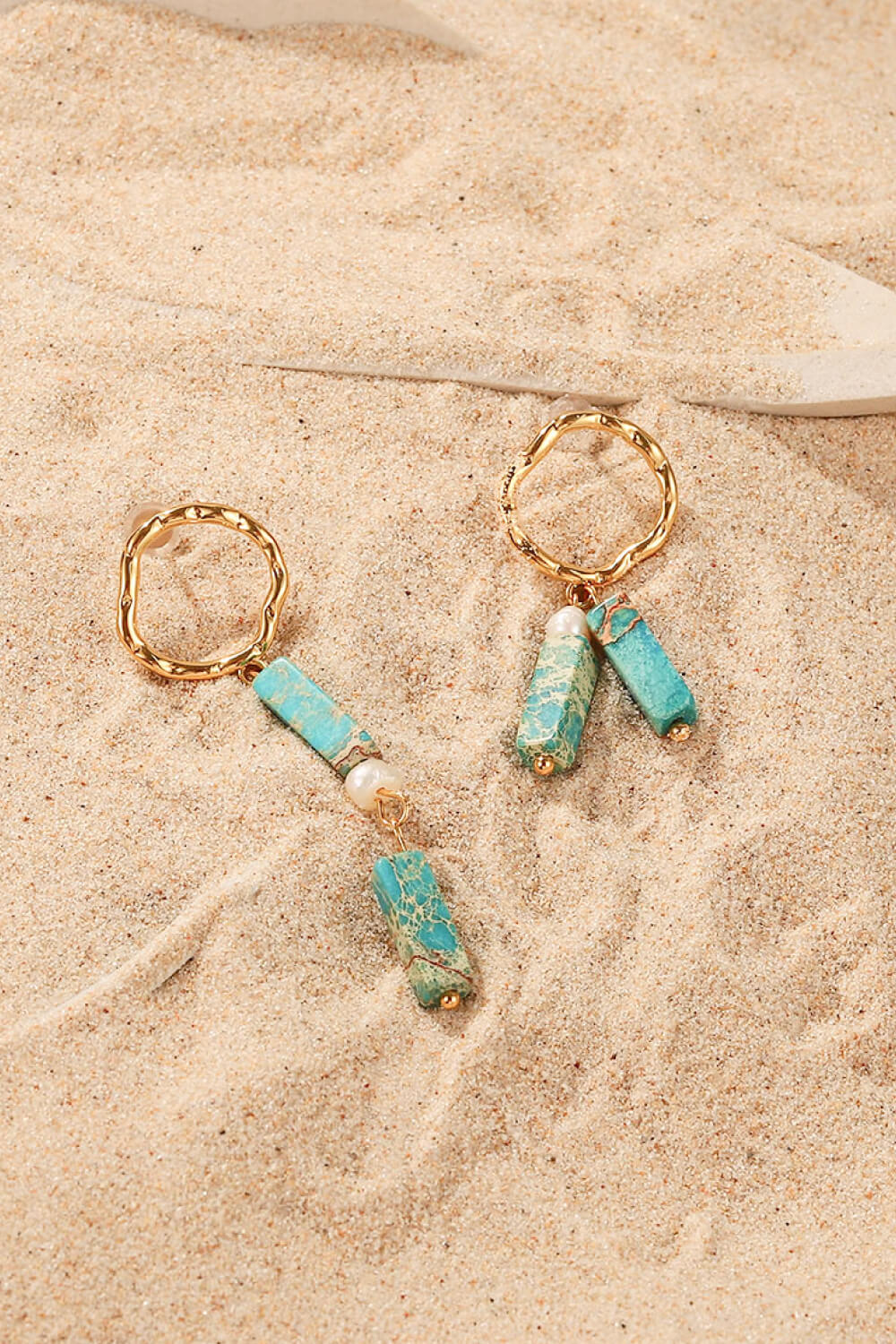 18K Gold-Plated Natural Stone Mismatched Earrings